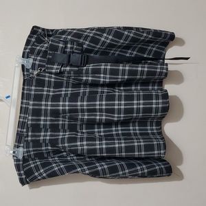 Shein Black Plaid Pleated Skirt